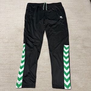 Hummel Training Track Pants Black Green Chevron Men's XXL
